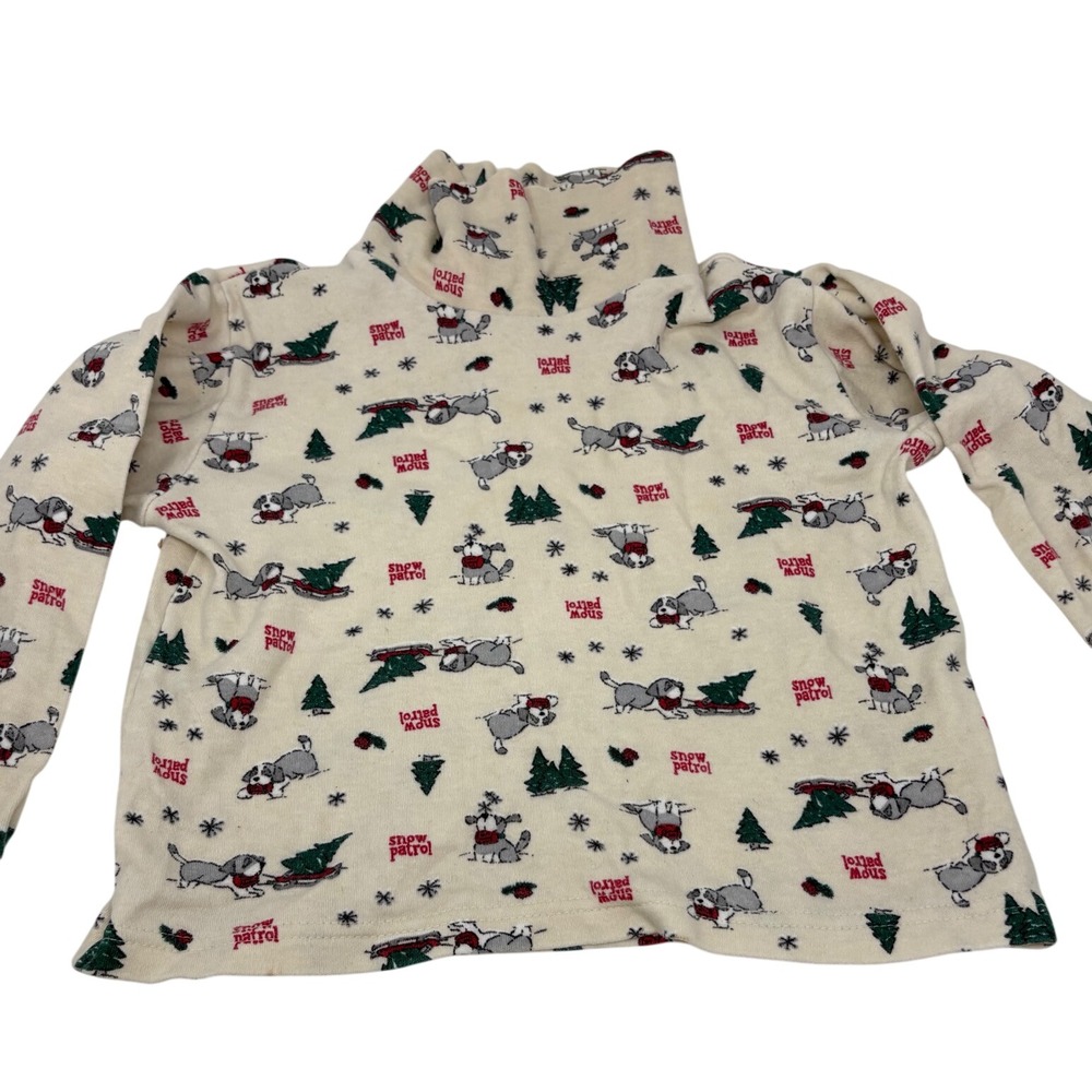 Vintage OshKosh Bgosh Snow Patrol Puppy Dog Turtleneck Shirt Cream 4T USA Made